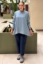 Square Patterned Mercerized Combination Tunic with Sleeves - 3