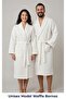 Waffle Bathrobe, 100% Cotton Unisex Cream Waffle Pique Bathrobe - High Water Absorbency & Soft Shawl Collar Bathrobe - Home1961 Waffle Woven Bathrobe for Men and Women - 2