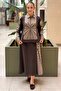 Ethnic Patterned Zippered Jacket Skirt Set - 2