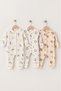 "Newborn Baby Reported Interlock Long Sleeve Romper 3-Piece Set - Soft Cotton Animal Pattern Baby Romper for Boys and Girls"