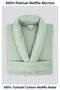 Waffle Bathrobe, 100% Cotton Unisex Green Waffle Pique Bathrobe - High Water Absorbency & Soft Shawl Collar Bathrobe - Home1961 Waffle Woven Bathrobe for Men and Women - 4
