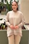 Square Patterned Mercerized Combination Tunic with Sleeves