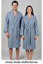 100% Cotton Unisex Blue Waffle Pique Bathrobe - High Water Absorbency & Soft Shawl Collar Bathrobe - Home1961 Waffle Woven Bathrobe for Men and Women - 2