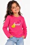 Girl's 100% Cotton Fuchsia Color Sweet Printed Long Sleeve Tshirt