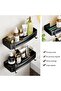 2-Pack Stainless Steel Corner Shower Caddy,No-Drilling Waterproof Bathroom Organizer with 4 Hooks,Black - 2