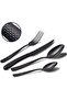 4-Piece Modern Black 18/10 Stainless Steel Flatware Set,Mirror Polished Cutlery with Serrated Cutting Tool,Forks and Scoops,Dishwasher Safe - 2