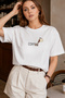 Women's Oversize T-Shirt Morning Brew Printed White – Crew Neck, Comfortable Fit, 100% Cotton