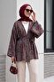 Ethnic Patterned Lace-Up Kimono -Brown