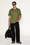 Studio Men's Organic Cotton Ribbed Short Sleeve Khaki T-Shirt - 2