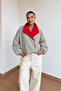 Beige Garnished Plaid Jacket - 02619054