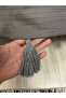Tasseled Shawl Model Gray Sofa Cover 100X230 |   100% Cotton Knitted, Non-Slip, Decorative Home Textile - 3