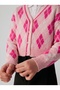 Girl's Premium Quality Front Buttoned Diamond Patterned Cardigan Pink - 2