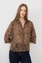 Bambi Pattern Balloon Sleeve Chiffon Shirt - Brown - 3
