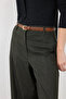 Herringbone Wide-Leg Wool Trousers - Khaki - 6