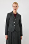 Waist-Fitted Woolen Jacket - Black - 3
