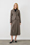 Waist-Fitted Woolen Jacket - Brown - 2
