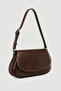 Oval Faux Leather Bag - Brown - 2