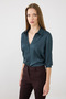 Silky Satin Classic Cut Satin Shirt - Green