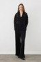 Shawl Patterned Flocked Organza Jacket - Black - 3