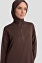 Zipper Detailed Knitwear Tunic Bitter Brown - 3