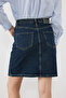 Stone Detailed Mini Denim Skirt - Navy Blue - 7