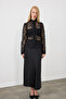 Verev Satin Long Skirt - Black - 4