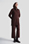 Ribbed Cardigan Rayon Knitwear Set Bitter Brown - 3