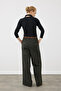 Herringbone Wide-Leg Wool Trousers - Khaki - 7
