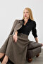 Woolen Long Flared Skirt - Brown - 8