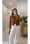 Kesta Camel Kapak Cep Detailed Suede Jacket