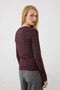 Boat Neck Long Sleeve Knitted Blouse - Plum - 6