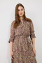Shawl Patterned Long Shirt Dress - Green - 6