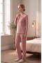 Angelique 100% Cotton Long Sleeve Soft Textured Relaxed Cut Pajama Set 40101-40102 - 2