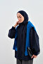 Women's Snap Detail Hidden Zipper Ribbed Parachute Jacket Navy Blue - 4