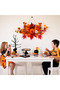 (eb390)Halloween Wreath,Wood Wreath for Front Door, Maple Leaf Pumpkin Flower Wooden Decor 17 Inch,Autumn Thanksgiving Welcome Door Sign for Front Door Farmhouse Porch Wall Decor Outdoor - 6