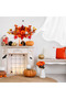 (eb390)Halloween Wreath,Wood Wreath for Front Door, Maple Leaf Pumpkin Flower Wooden Decor 17 Inch,Autumn Thanksgiving Welcome Door Sign for Front Door Farmhouse Porch Wall Decor Outdoor - 4