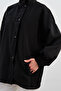 Women's Snap Detail Hidden Zipper Ribbed Parachute Jacket Black - 5