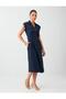 Navy Blue Shirt Collar Pocket Detailed Poplin Midi Dress - 2