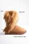 Women's Tan Suede Fur Detailed 5cm Thick Sole Winter Casual Boots - 2