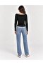 Women's Black Long Sleeve Garnished V-Neck Blouse - 5