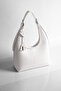 Women's White Zippered Lined Hand and Shoulder Bag - 3