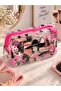 Transparent Pink Black Patterned Makeup Bag