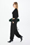 Numiua women's elastic waist drawstring loose black trousers - 3