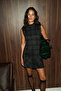 Pebble women's stand collar and pocketed plaid patterned short anthracite dress - 2