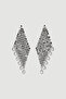 Stone Detailed Dangle Earrings with Metal Plates - Silver