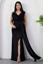 Shoulder-Accessory Glittery Cowl Neck Dress 39878 - 7