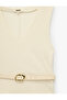 Belt Detailed Towel Textured Crew Neck Sleeveless Blouse - 7