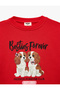 Dog Printed Long Sleeve Crew Neck Three Thread Ribbed Sweatshirt - 6