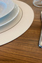 2 Pieces Decorative Leather American Service Placemat Round 38X38 Easy to Clean - 4