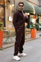 Bitter Brown Buttoned Men's Shirt and Trousers Two-Piece Set E7377 - 2